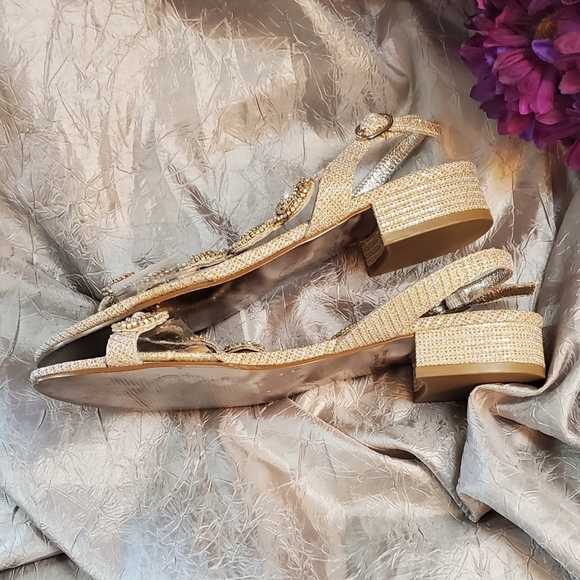 Adrianna Papel gold sparkling sandals size 7.5 - Picture 7 of 11
